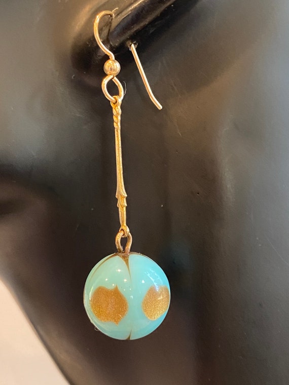 Lucite Turquoise and Gold Earrings Dangle - image 3