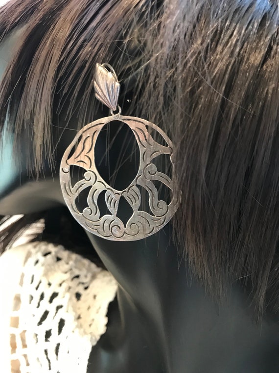 Sterling Dangle Earrings Signed - image 2