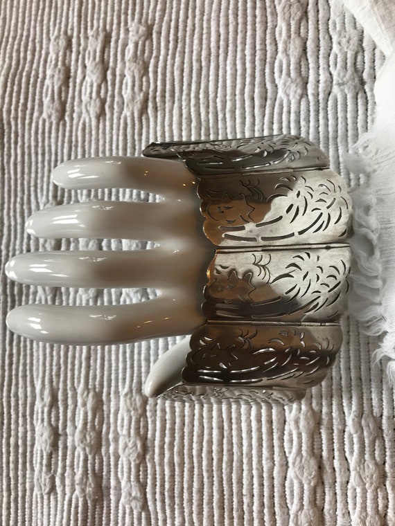 Pierced Sterling Bracelet Mexican Wide (Sale Pric… - image 3