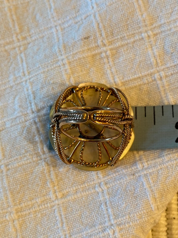 10K Antique Gold Wire Button Ring MOP - image 10