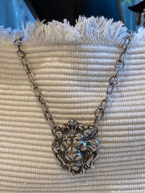 Sterling Lion Necklace Antique Artisan Made (Sale… - image 5