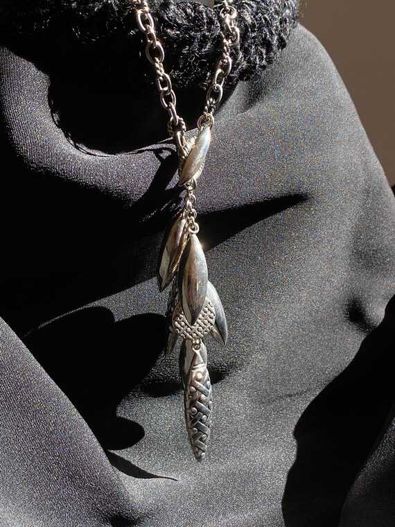 Sterling Necklace Toggle Dangle Signed (Sale Pric… - image 2