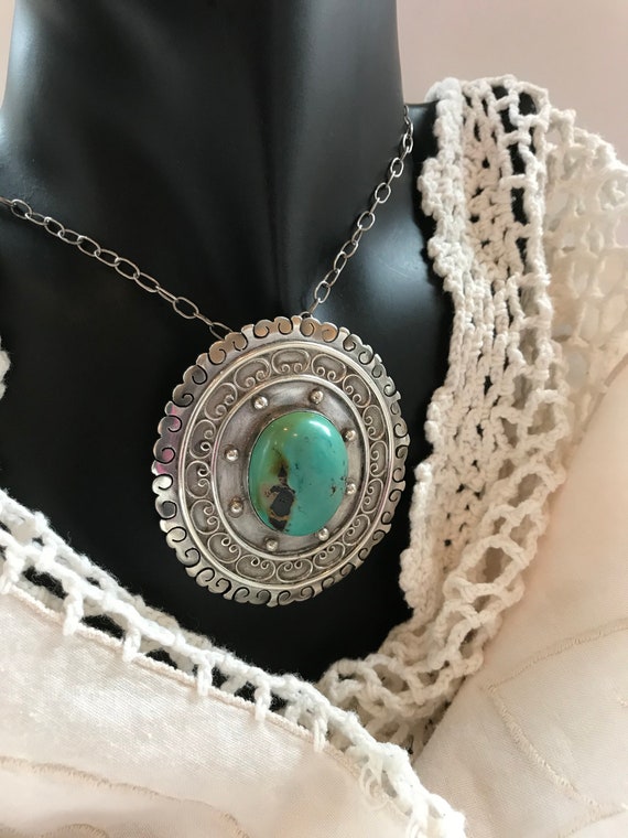 Sterling Turquoise Pin Pendant(Sale Price) - image 1