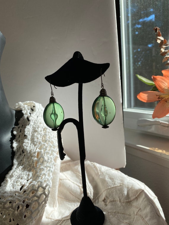 Green Lucite Earrings Vintage - image 8