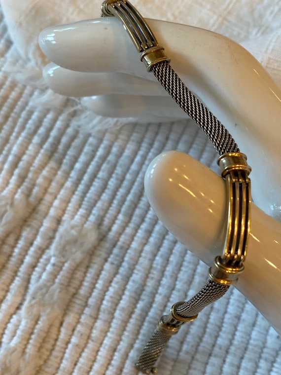 14K White/Yellow Gold Bracelet Bar and Mesh Link - image 3