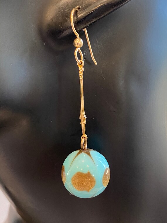 Lucite Turquoise and Gold Earrings Dangle - image 7
