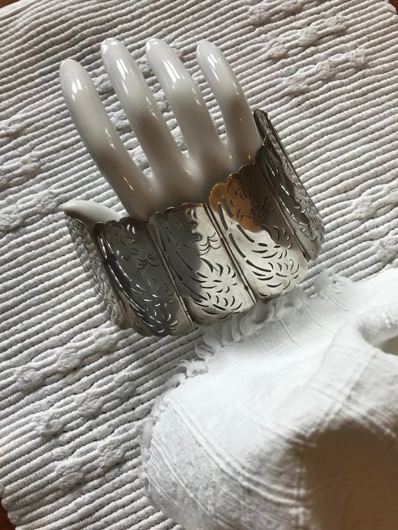 Pierced Sterling Bracelet Mexican Wide (Sale Pric… - image 1