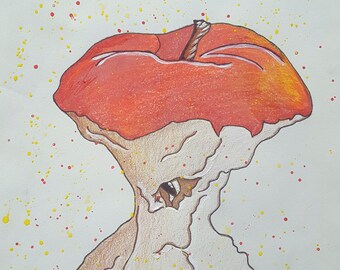 Colored Pencil Drawing: Apple to the Core