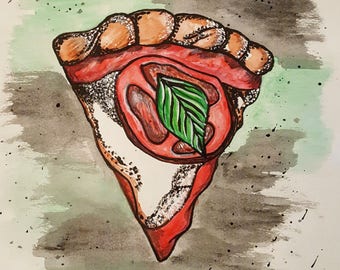 Watercolor Painting: Slice of Pizza