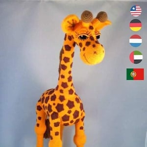 PDF April Giraffe Crochet Pattern Zoo Animal Toy English German Dutch Arabic Portuguese amigurumi Halline