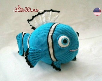 PDF pattern Sushi the Fish English, amigurumi fish, stuffed fish pattern, crochet pattern fish, blue fish, ocean fish, funny toy fish