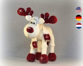 PDF pattern Rudolph the Reindeer, English, Dutch and German, amigurumi reindeer, christmas crochet reindeer pattern, christmas decoration