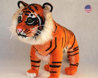 Crochet pattern Machli the Tiger,  crochet amigurumi tiger, English, zoo animal, tiger toy,kawaii