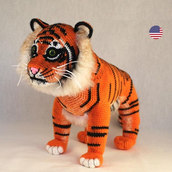 Patron au crochet Machli le Tigre, crochet amigurumi tigre, anglais, animal de zoo, jouet tigre, kawaii