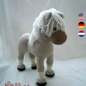 Wzór PDF Flicka koń, angielski wzór szydełkowy PDF, koń amigurumi, wzór konia szydełkowego, ręcznie robiony wzór konia
