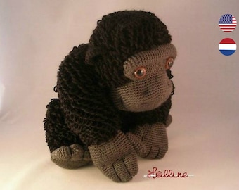 PDF pattern Bokito the Gorilla, English and Dutch, amigurumi gorilla, monkey pattern, crochet pattern gorilla, wild animal gorilla crochet