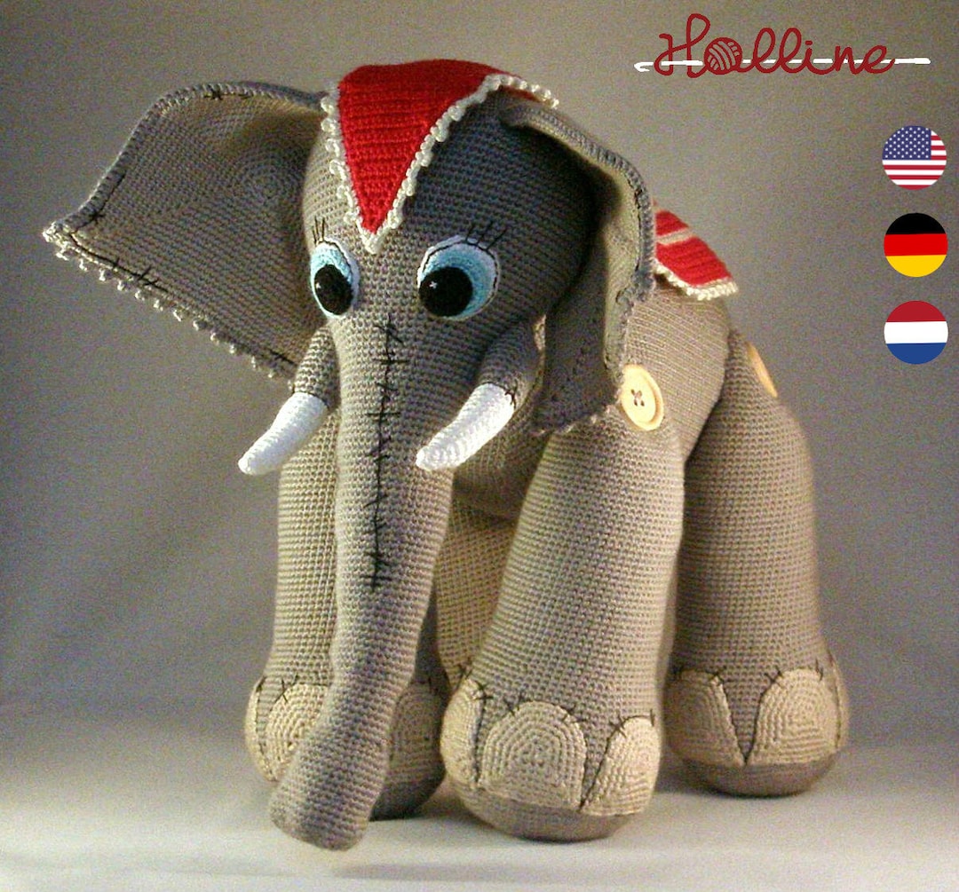 Crochet Pattern Jumbo the Elephant, Amigurumi Elephant, Zoo Animal ...