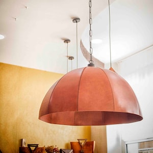 Leather Chandelier Lighting, Dome Pendant Light, Leather Light Fixtures, Dining Room Lamp, Industrial Lighting, Suspension Luminaire, Rustic