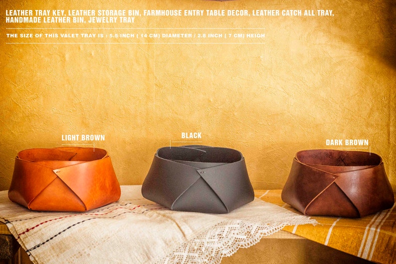 Brown Leather Tray, Small Leather Goods Gifts for Men, Entry Table