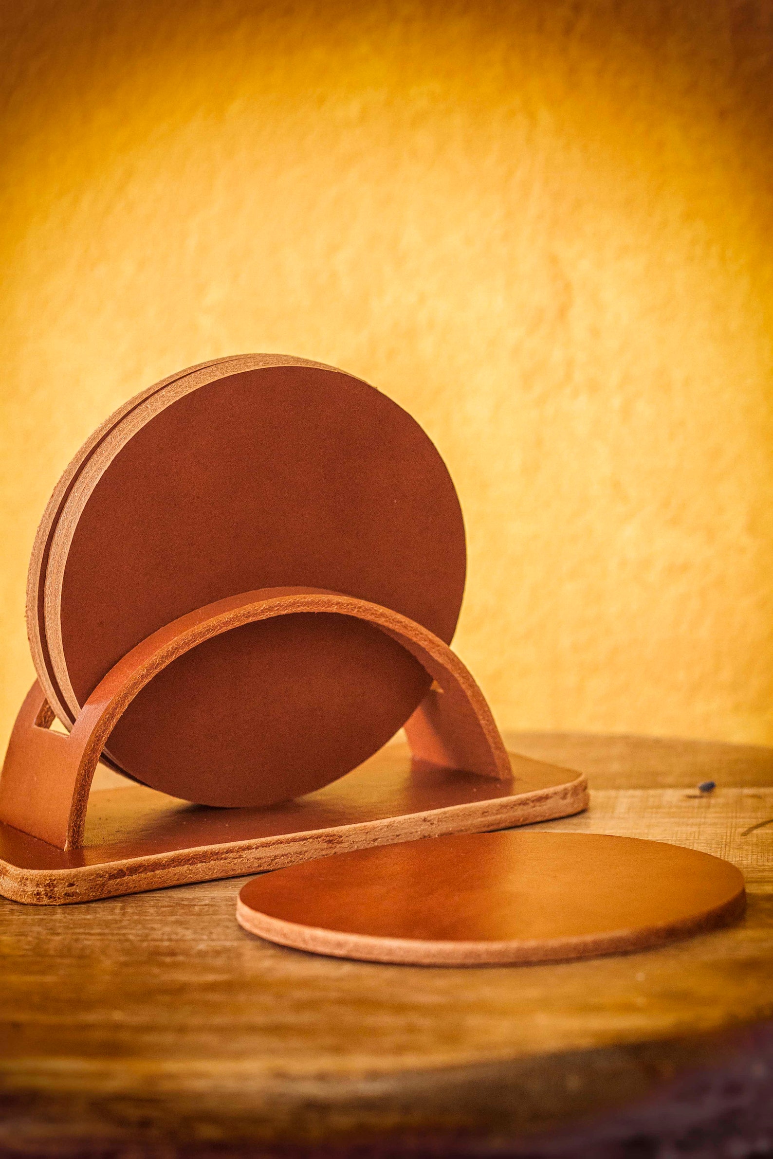 Leather Coasters Round Leather Coaster Set of 6 Drink Etsy