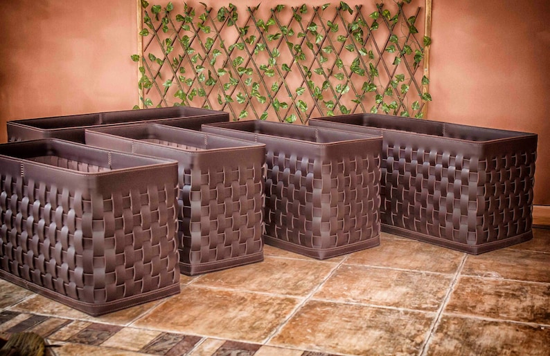 Woven Leather Basket Handmade Leather Laundry Basket Clothes Etsy