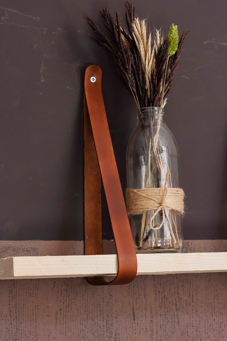 Leather Strap Shelf Leather Shelf Brackets DIY Wall Etsy