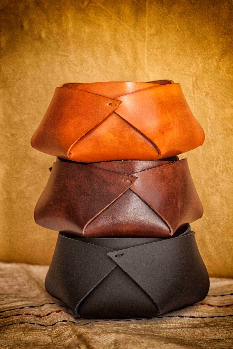 Brown Leather Tray, Small Leather Goods Gifts for Men, Entry Table