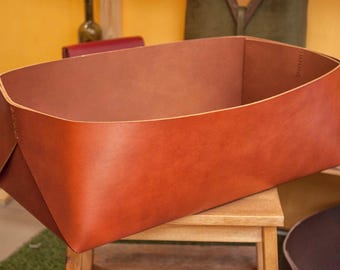 Large High Quality Leather Basket, Storage Organization, Fall Host Gift, Decorative Basket, Leather Container, Kitchen Bin, Fruit~54x25x19cm