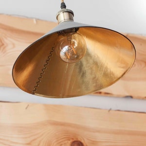 Leather cone pendant light fixtures Leather farmhouse lampshade for kitchen island or dining room Leather industrial lighting zdjęcie 4