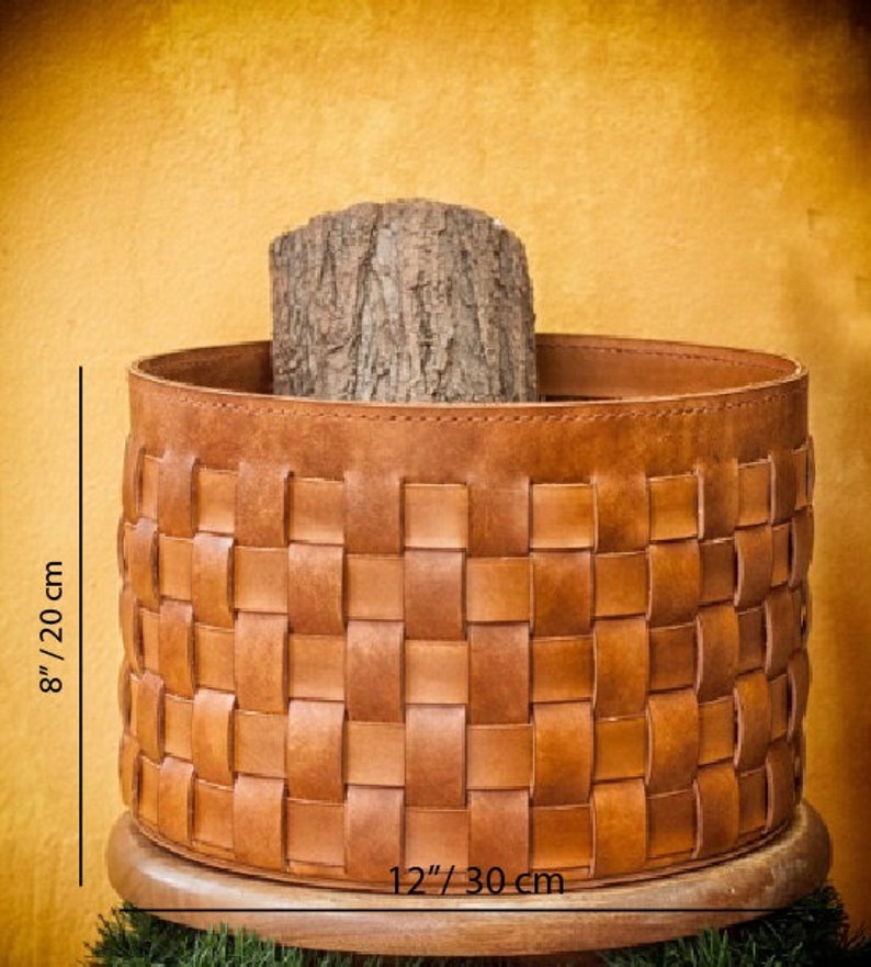 Room Clothes Basket Large Leather Basket Woven Leather Bin Etsy