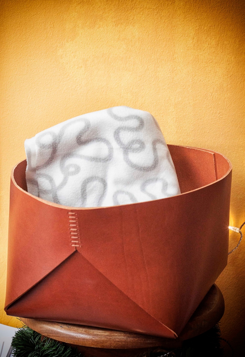 Leather Storage Bin Large Leather Box Basket Leather Basket Etsy