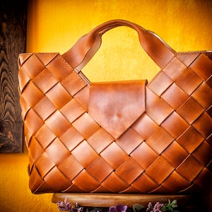 Sacs à main en cuir tressé pour femme, Cadeaux uniques pour la fête des Mères, Sac de créateur marron, Sac fourre-tout en cuir pour femme, Grand sac à main tissé, Sac à main
