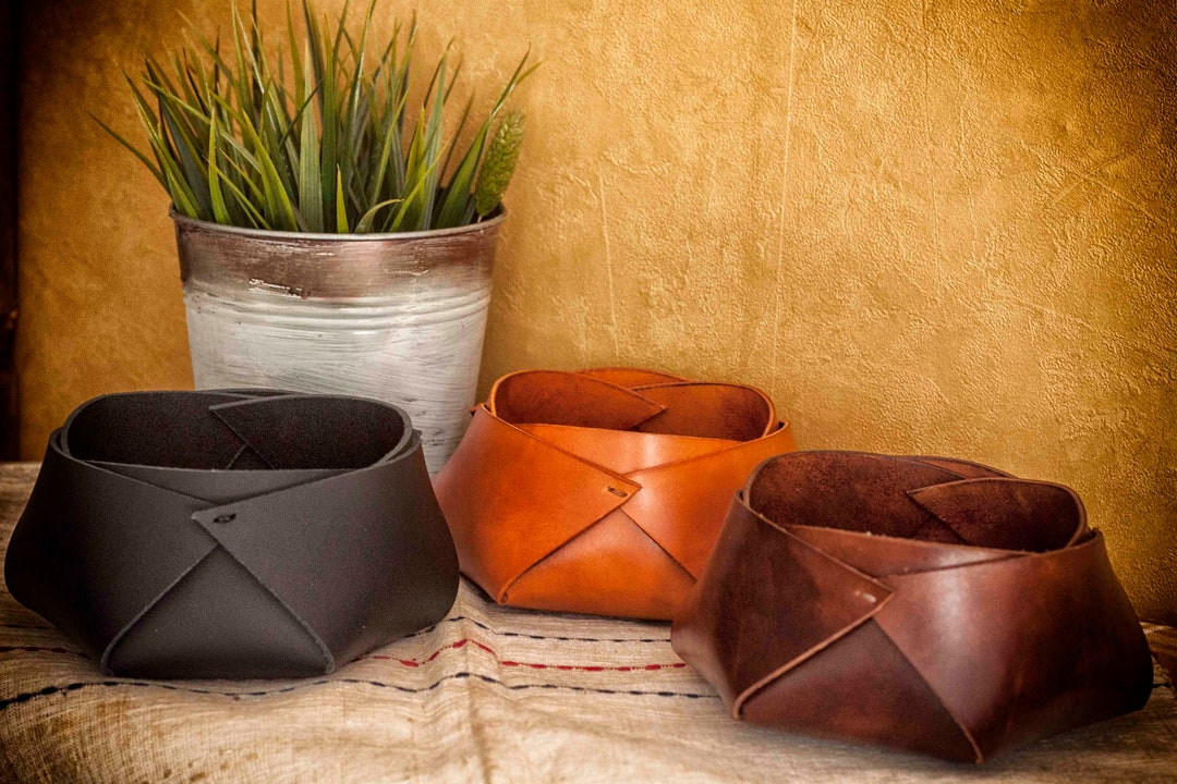 Brown Leather Tray, Small Leather Goods Gifts for Men, Entry Table