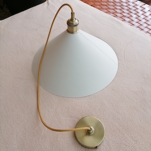 Leather pendant light in white and gold Cone pendant lighting fixtures Modern farmhouse leather lampshade for kitchen furniture and decor image 4