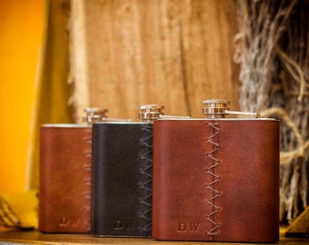 Leather Flask Custom, Fathers Day Gift, Leather Whiskey Flask, Wedding Gifts For Best Man, Barware For Men, Leather Accessories, Hip Flask