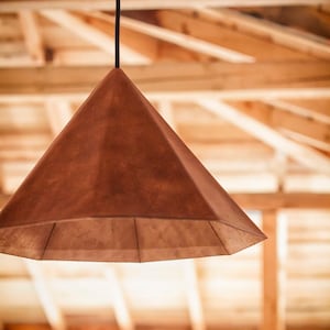 Leather Pedant Light Fixture, Furniture And Lighting, Japandi Cone Pendant Lamp, Mid Century Lampshade, Kitchen Lighting,Chandelier Lighting