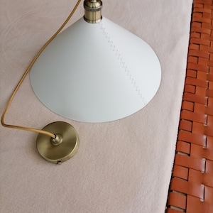 Leather pendant light in white and gold Cone pendant lighting fixtures Modern farmhouse leather lampshade for kitchen furniture and decor image 2