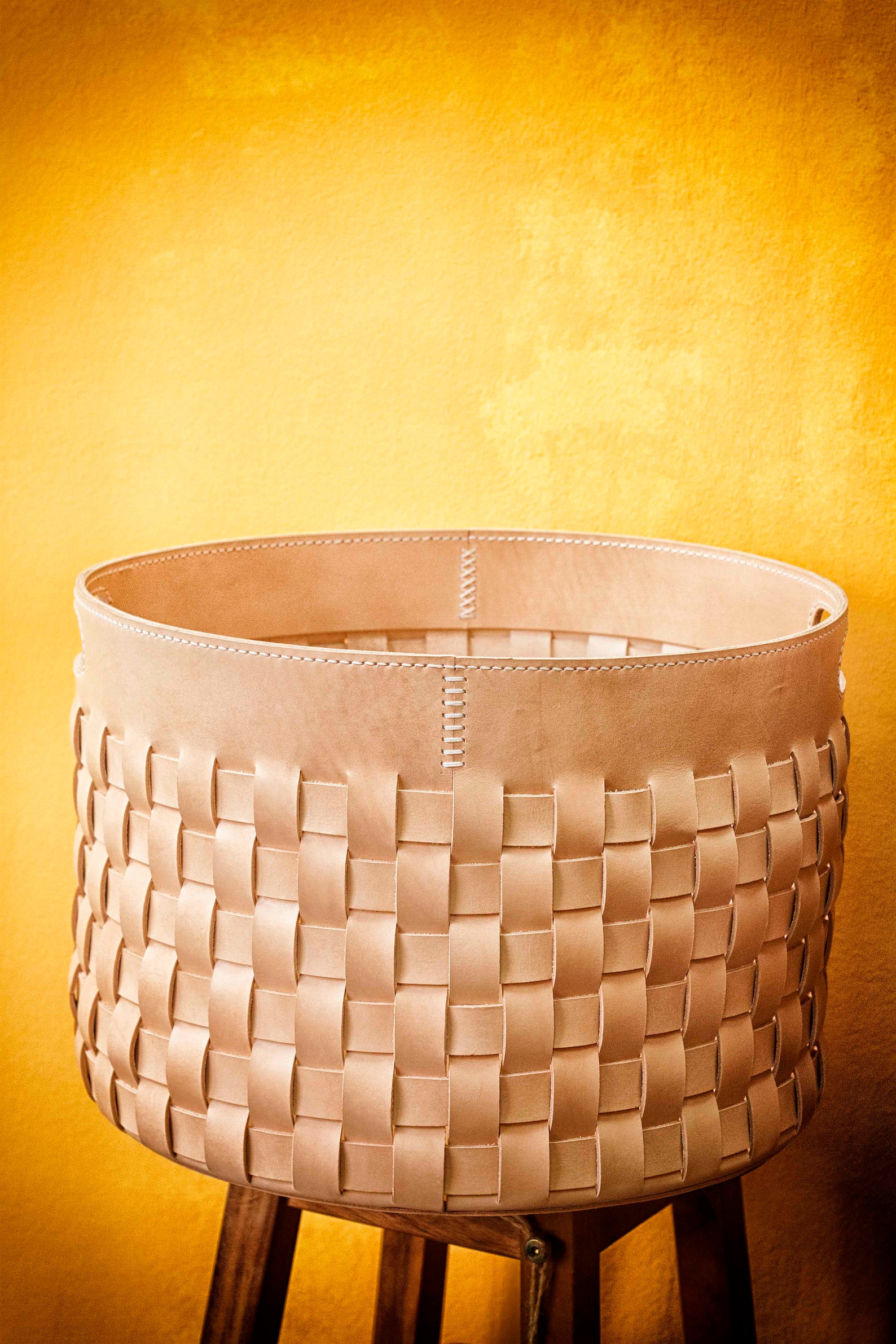 Larry Woven + Leather Basket main image 1