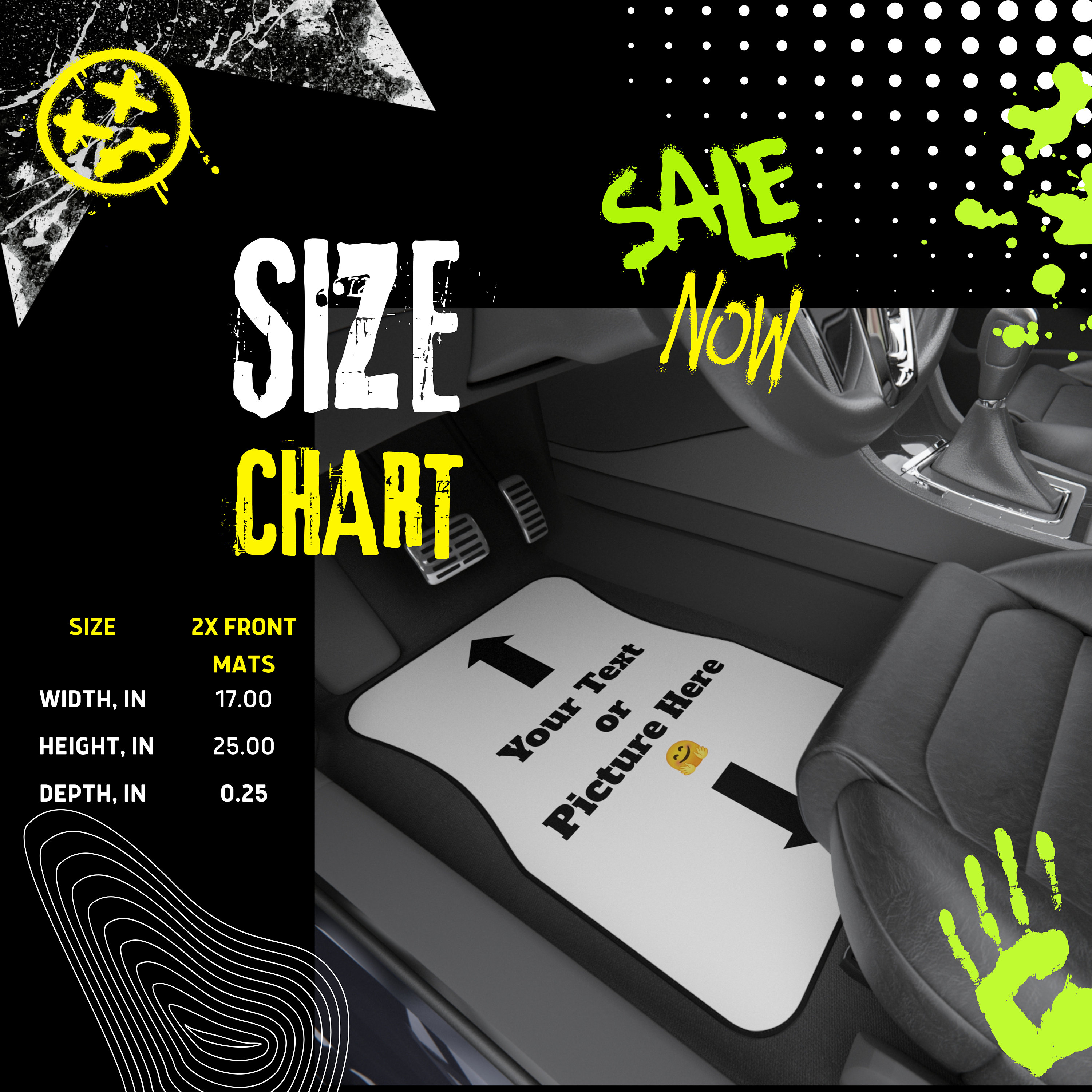 Custom Car Mats 2x Front, Personalized Car Mats, Customized Car Mats