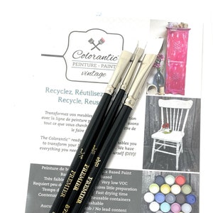 Pack of 3 Artist Paintbrushes with White Bristles | For Precision Painting Projects