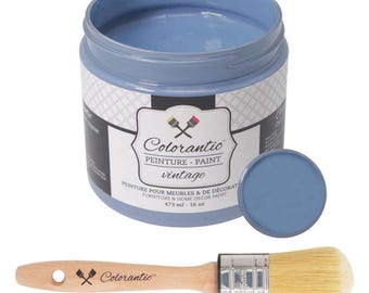 Colorantic - Bundle Blue-Grey (Sailor) Chalk Paint and 35mm Oval Beeswax Paint Brush