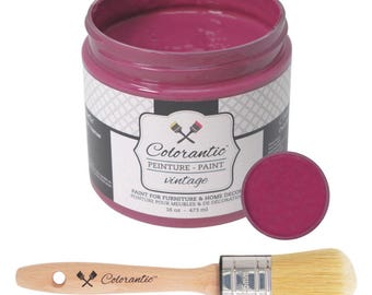 Colorantic - Bundle Burgundy (Glass of Wine) Chalk Paint and 35mm Oval Beeswax Paint Brush