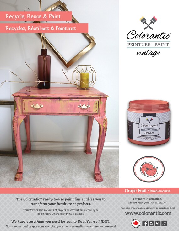 GRAPEFRUIT Coral Pink Chalk Based Paint Furniture and DIY Home