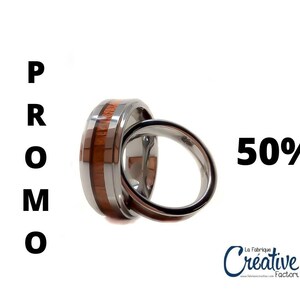 Women and Men Wooden Ring and Tungsten Silver