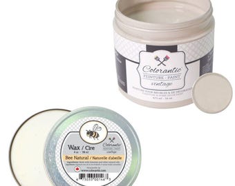 Colorantic- Bundle Light Brown (Cappuccino) Chalk Paint and 4 oz Natural Wax