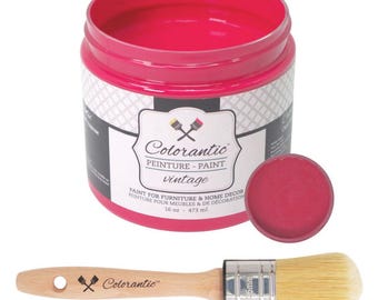 Colorantic- Bundle Red (Raspberry) Chalk Paint and 35mm Oval Beeswax Paint Brush