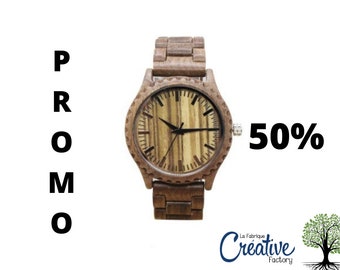 Unisex 2 Tone Walnut Wood Watch | Custom Engraving Option | Gift