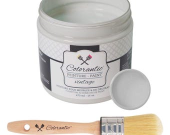 Colorantic - Bundle Light Gray (Roasted Marshmallow) Chalk Paint and 35mm Oval Beeswax Paint Brush