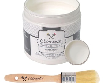 Colorantic - Bundle Off-White Cream (Lace) Chalk Paint and 35mm Oval Beeswax Paint Brush
