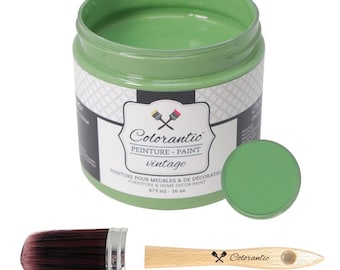 Colorantic- Bundle Leaf Green (Nature,16 Oz) Chalk Paint and Oval Purple Chalk Paint Brush